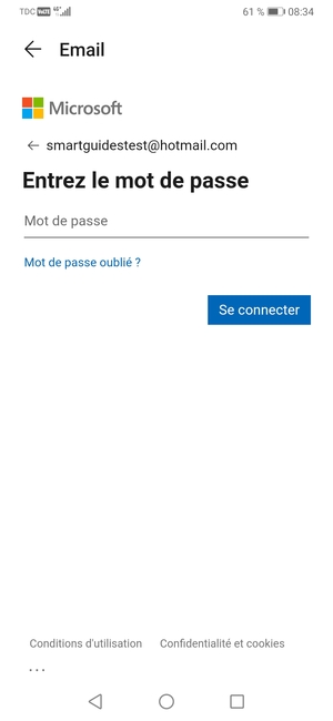Saisissez votre mot de passe Hotmail et sélectionnez Se connecter