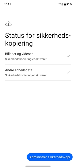 Vælg Administrer sikkerhedskopi