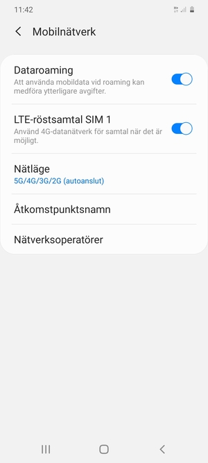 Slå på eller stäng av Dataroaming