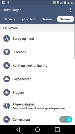Vælg Konti og synkronisering