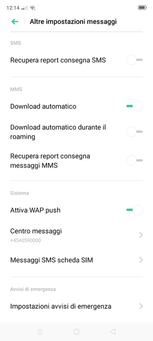 Seleziona Centro messaggi