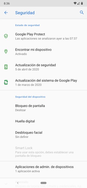 Seleccione Bloqueo de pantalla