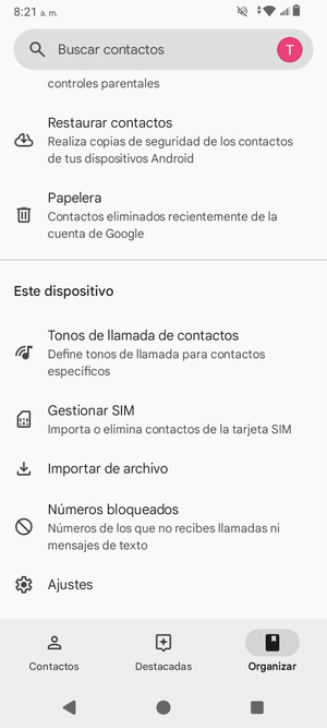 Desplácese y seleccione Gestionar SIM