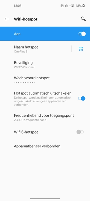 Uw telefoon is nu geïnstalleerd voor gebruik als modem