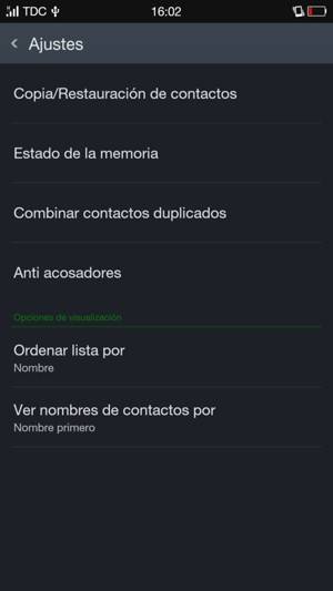 Seleccione Copia/Restauración de contactos