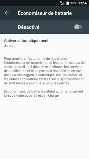 Activer le Économiseur de batterie