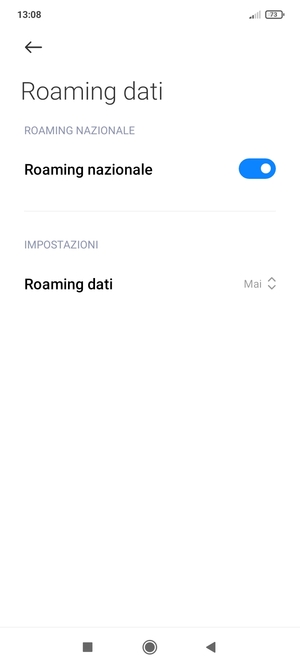Seleziona il tasto Indietro