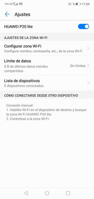 El teléfono ha sido configurado para su uso como módem