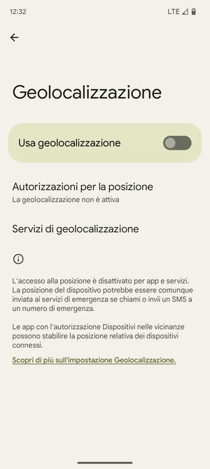 Disattiva Usa geolocalizzazione