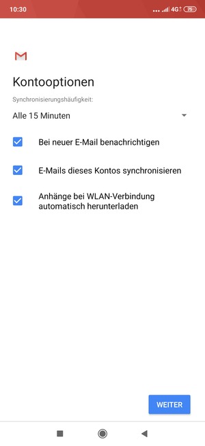 Wählen Sie WEITER