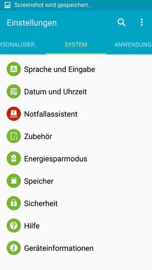 Wenn Sie diesen Bildschirm sehen, wählen Sie SYSTEM