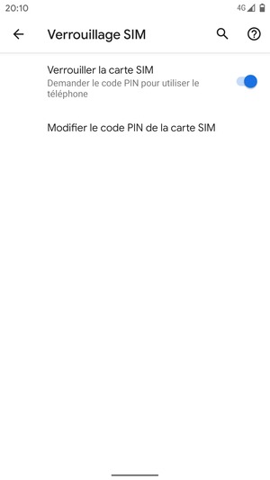 Sélectionnez Modifier le code PIN de la carte SIM