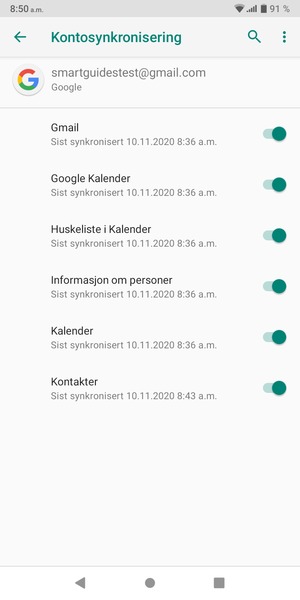 Forsikre deg om at Kontakter er valgt