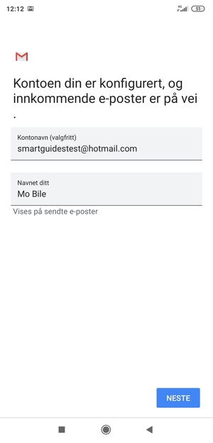 Gi kontoen din et navn, og skriv inn navnet ditt. Velg NESTE