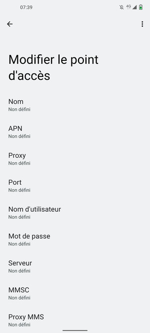 Saisissez les informations Internet