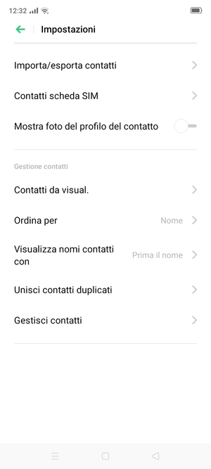 Seleziona Contatti scheda SIM