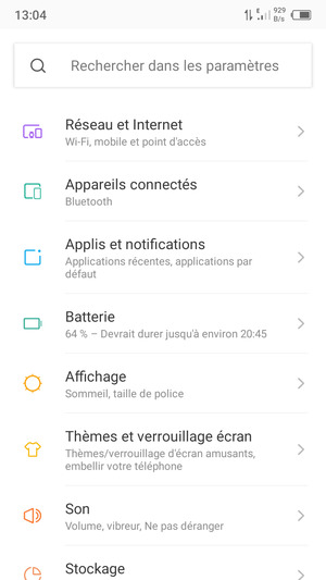 Sélectionnez Réseau et Internet