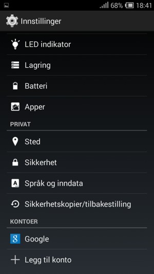 Gå tilbake til Innstillinger-menyen og bla til og velg Sted