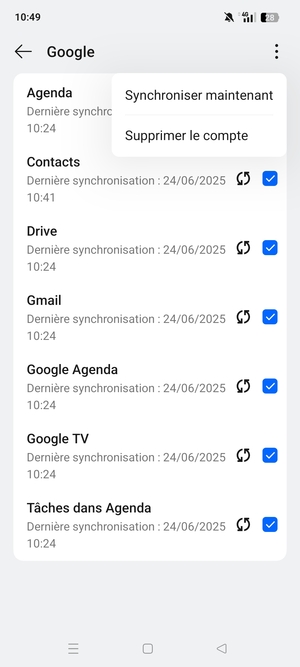 Sélectionnez Synchroniser maintenant