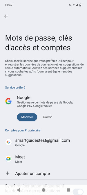 Sélectionnez votre compte Google
