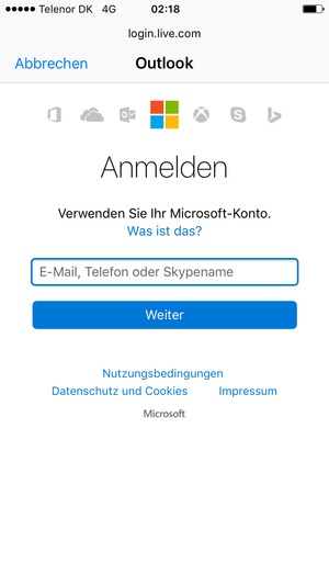 Geben Sie Ihre E-Mail-Adresse ein und wählen Sie Weiter