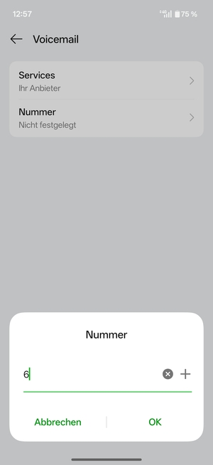 Geben Sie die Mailboxnummer ein und wählen Sie OK