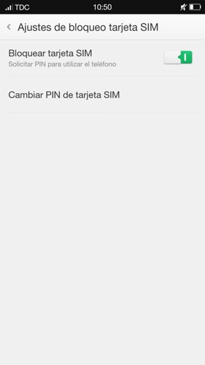 Active Bloquear tarjeta SIM y seleccione Cambiar PIN de tarjeta SIM