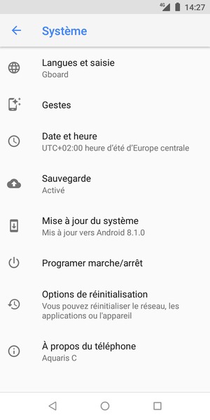 Sélectionnez Mise à jour du système 