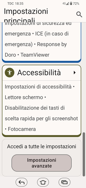 Scorri e seleziona Impostazioni avanzate