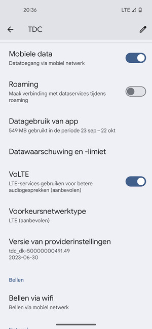 Scroll naar en selecteer Voorkeursnetwerktype