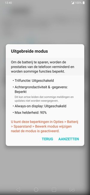 Selecteer AANZETTEN