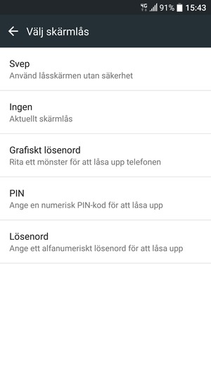 Välj Grafiskt lösenord