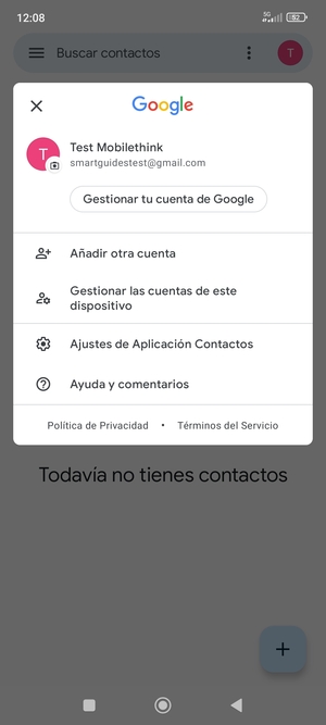 Seleccione Ajustes de Aplicación Contactos