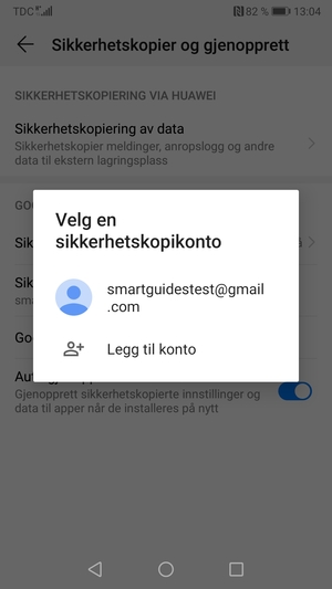 Velg sikkerhetskopi-kontoen din
