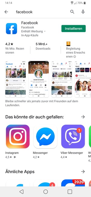 Wählen Sie die App