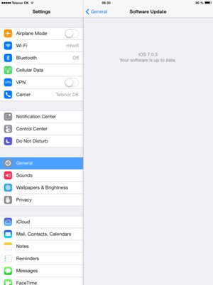 If your iPad is up to date, you will see the following screen