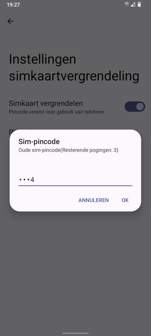 Voer Oude sim-pincode in en selecteer OK