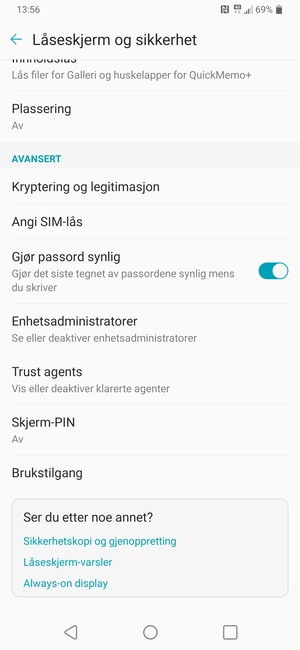 For å bytte PIN-koden til SIM-kortet, bla til og velg Angi SIM-lås