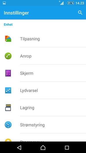Gå tilbake til Innstillinger-menyen og velg Strømstyring