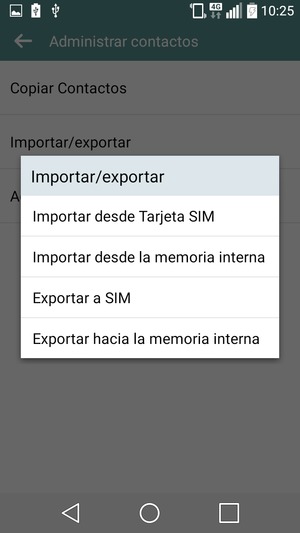Seleccione Importar desde Tarjeta SIM
