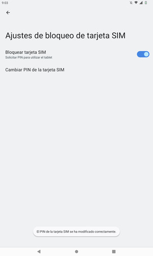 Su PIN de la tarjeta SIM ha sido cambiado