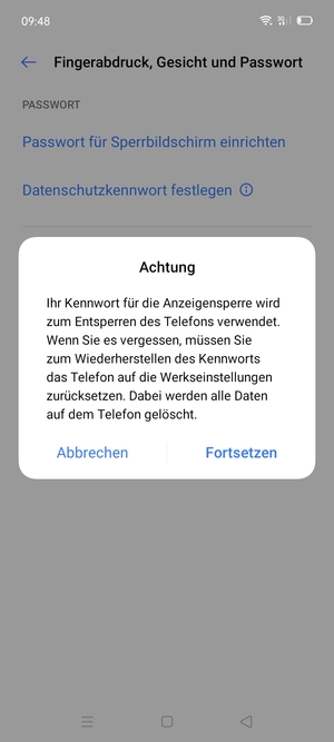 Wählen Sie Fortsetzen
