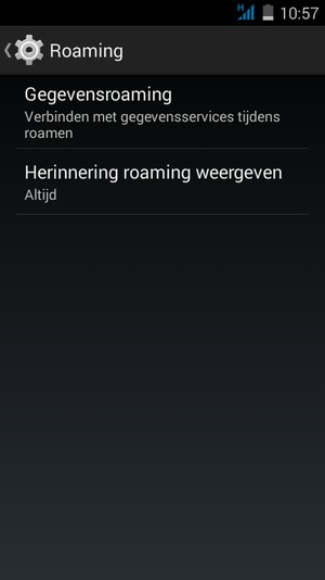 Selecteer Gegevensroaming