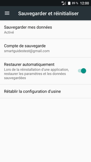 Sélectionnez Compte de sauvegarde