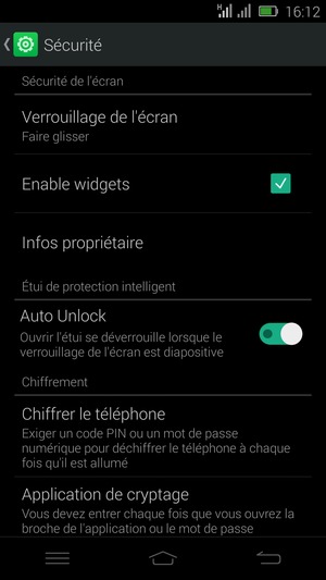 Sélectionnez Verrouillage de l'écran