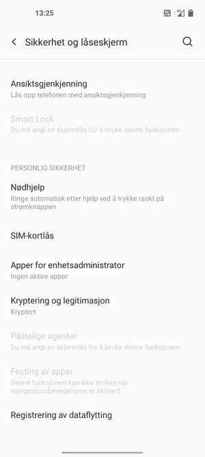 Bla til og velg SIM-kortlås