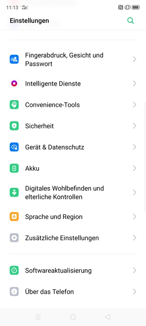 Scrollen Sie und wählen Sie Gerät & Datenschutz
