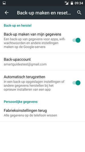 Selecteer Back-upaccount
