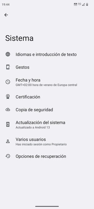 Seleccione Copia de seguridad