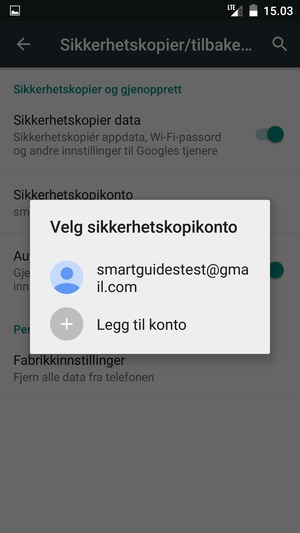 Velg sikkerhetskopi-kontoen din